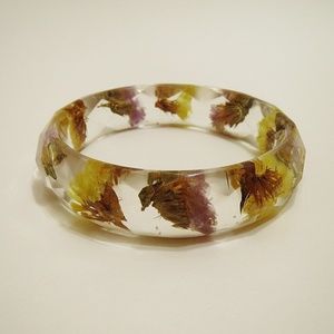 Floral Resin Bangle Bracelet